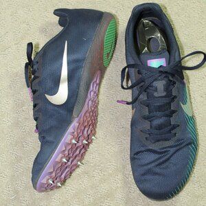 Nike Racing Men's Size 10 Navy Blue Green Accents Spiked Track & Field Cleats